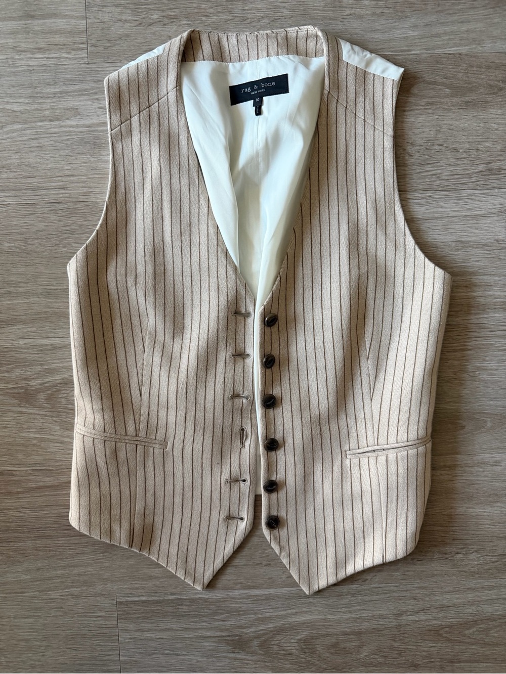rag & bone Women’s Tan Pinstripe Vest